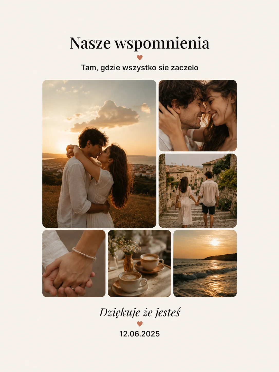 Ramka wspomnień z romantycznymi zdjęciami pary — personalizowana ramka LoreFrame 15x20 cm